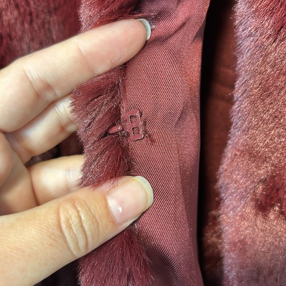 Highline Collective Dark Red Lux Fur Jacket S - Picture 8 of 8